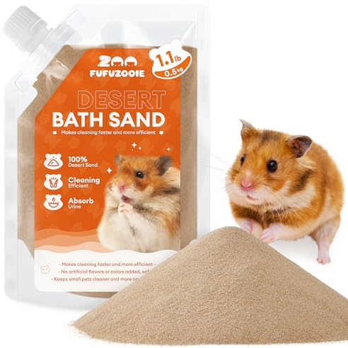 FUFUZOOIE Hamster Bath Sand, 18oz Natural Desert Sand | Dust-Reduced Potty Litter Sand for Hamster Gerbil Syrian Mice and Other Small Animals (Brown)