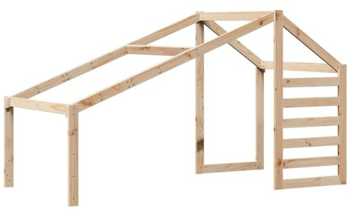 Tak för barnsäng av massiv furu 188 x 97 x 113 cm, öppen lekstuga med robust ram, lämplig för barn under 6 år, lätt att montera, säker plats att dra sig tillbaka för lek