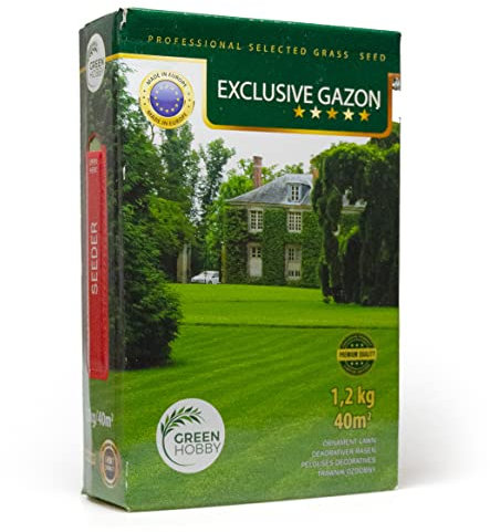 GREEN HOBBY EXCLUSIF GAZON Pelouse Professionnelle Exclusive, Nouvelle Graine, Robuste et Hiver Résistant, Pour Jardiniers Amateurs et Professionnels, Graines de Gazon Vert Foncé Résistant