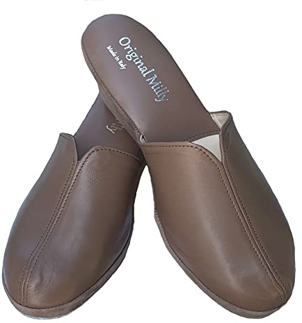 Milly 1000 Ciabatte da Camera Chiuse per Donna Pantofole per casa con Zeppa Classiche Eleganti, Artigianali Made in Italy, Disponibili in 5 Colori (Taupe, Numeric_38)