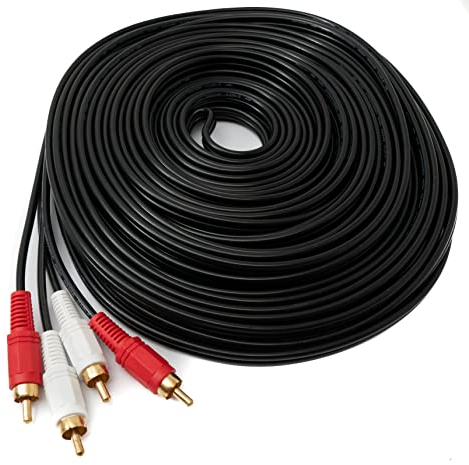 System-S Câble RCA 2 RCA 20 m mâle vers mâle stéréo AV Adaptateur en noir