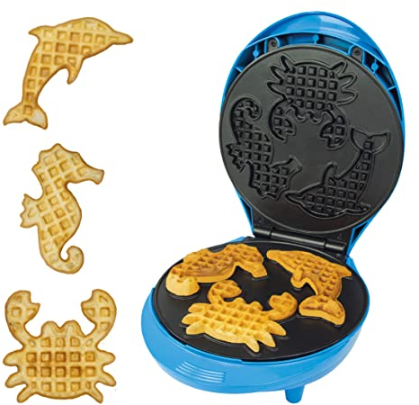 Animal Planet Waffle Makers / 3 in 1 Animal Shaped Waffle Iron/Cool Touch Handle/Non-Stick Coating/Cord Storage/Anti-Slip Feet (Sea Life)
