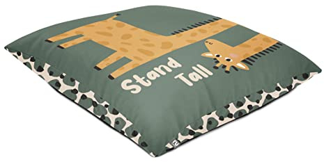 rucomfy Beanbags Kids Large Square Floor Cushion Bean Bag. Perfect for Chidrens Bedroom or Playroom. Giant Plush Pillow for Child with Filling. Machine Washable - 70 x 70cm (Safari Friends Giraffe)