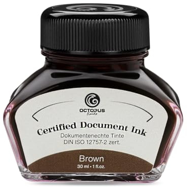 Octopus Fluids Document Ink brown, dokumentenechte Tinte, zertifiziert nach DIN ISO 12757-2, braun, 30 ml