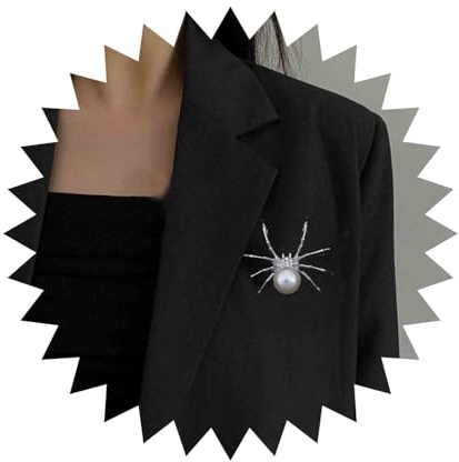 Dervivea Perle Spinne Brosche Pin Gothic Silber Spinne Broschen Pin Halloween Benutzerdefinierte Spinne Brosche Anstecknadel Punk Tier Brosche Pins Dekorative Für Frauen Und Mädchen Kleidung Kleid