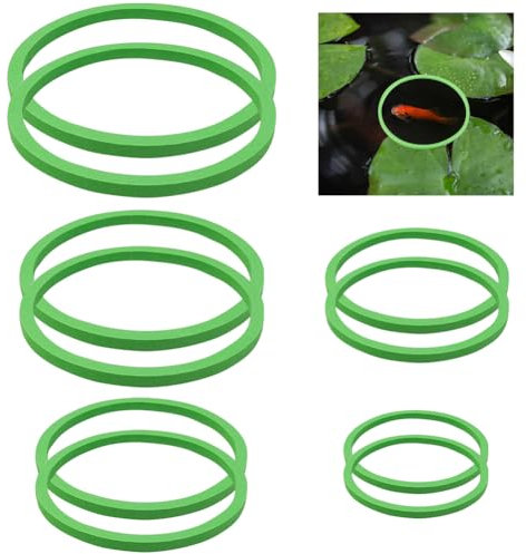 CREATCABIN 10 Stück Fischfutterringe Set Schwimmende Pflanzenringe Für Aquarien 5 Größen Schaumstoff Schwimmende Pflanzenkorral Runde Fischfutterringe Pflanzenring Für Aquarium Bettas Goldfische Grün
