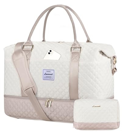 LOVEVOOK Travel Bags for Women Weekend Overnight Carry On Duffel Bag Large Gym Sports Bag with Shoe Compartment Hand Cabin Luggage Holdall for Ryanair EasyJet Flight Hospital Bag Maternity Essentials