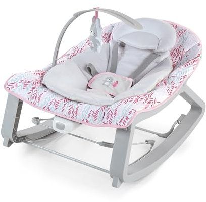 Ingenuity Keep Cozy 3-in-1 Baby Wippe, Sitz und Schaukel für Babys bis Kleinkinder, mit Vibrationen und Spielzeugstange, 0-30 Monate, Rosa Lily