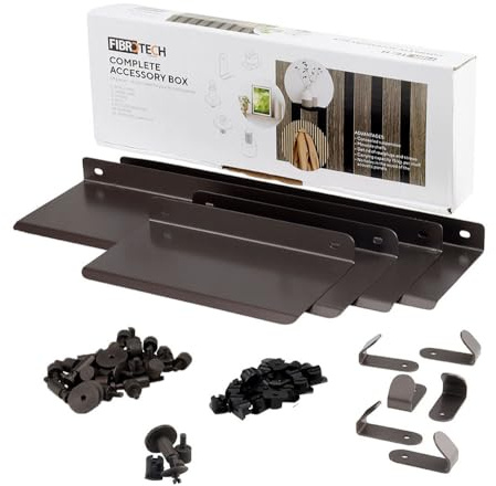 FIBROTECH Tillbehörslåda för akustiska paneler (brunnat stål, L37 x B13 x H5 cm, 68 delar, tillbehör akustiska plattor, rumsljud, väggbeklädnad, ljudisolering) 2432405