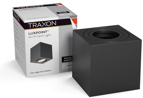 TRAXON LUXPOINT Foco LED de techo Orientable Cuadrado para Bombillas GU10 (no incluida) aluminio, 81x83x85mm techo spotlight 220V superficie (Negro Cuadrado)