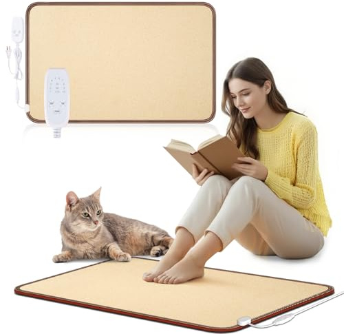 Scaldapiedi Elettrico NujorWarm, Tappetino Riscaldante da Sotto la Scrivania con 10 Livelli di Calore e Timer, Tappeto Riscaldante a Risparmio Energetico per Ufficio, Casa, Studio 220V 120W 47x67cm NM