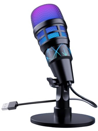 Dopsyesn Micrófono para PC,Micrófono de Condensador con Cancelación de Ruido | Accesorios USB Inalámbricos para Auriculares, Grabación En Estudio, Streaming, Podcast Y Música