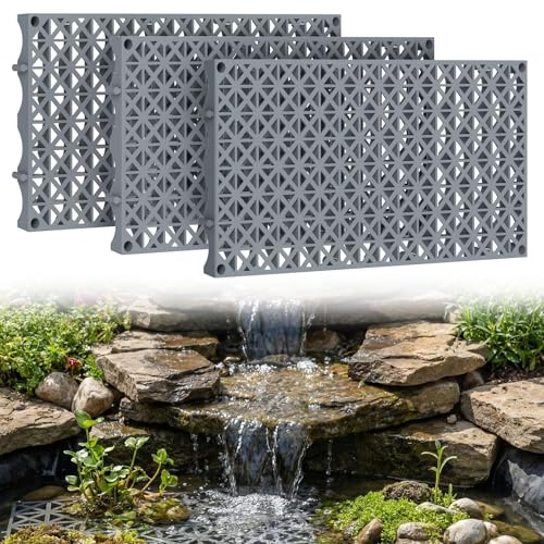 lukar 3 Pack Fountain Basin Grates, 24 × 12 inches, Heavy Duty Plastic Fountain Basin Grate, Pond Water Features Basin Hide Reservoir for Water Garden, Fountains, Landscaping Decor