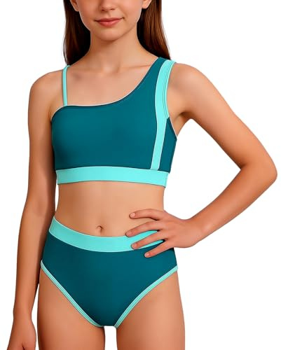 Happy Cherry - Fille Ensemble de Bikinis Maillot de Bain Sportif Filles Ado Deux Pièces Enfants Tankini d'Été Swimwear Set avec Bustier Culotte pour Natation Piscine Plage - 9-16 Ans