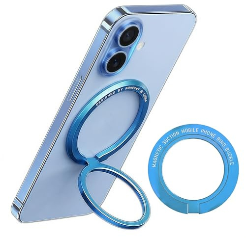 Soporte magnético con Anillo para móvil para MagSafe (Azul): Anillo Giratorio 360° y Soporte, Compatible con iPhone 17/16/15/14/13 Pro MAX, Accesorio para MagSafe