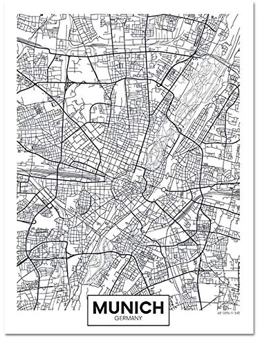 JWJQTLD Leinwanddruck，Europa Deutschland Stadtplan Poster Leinwand Kunstdruck Gemälde Wandbild Wohnzimmer Moderne Wohnkultur Geeignet Für Alle Wanddekorationen, 21X30Cm Ohne Rahmen