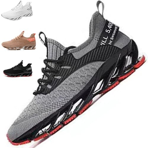 Chaussures de Course Homme Femme Basket Running Sport Fitness Jogging Legere Athlétique Sneakers Casual Multicolore18 Gray Red 42