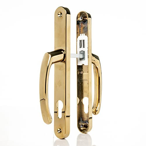 UPVC Door Handles Set - Polished Brass - Lever/Lever - 92mm PZ (Centres) - 215mm Screw to Screw - Backplate 245mm X 32mm - UPVC Door Handle - Brass Replacement UPVC Door Handles - PVC Door Handle