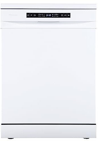 Hisense HS643D10W - Lavavajillas Independiente 60 cm, 3º Bandeja, Bajo consumo, 14 Cubiertos, 7 Programas, 42 dB con modo Lavado Rápido,Inox