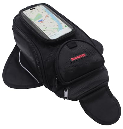 Dracarys Sacoche de réservoir de Moto - Sacoche de Moto Noire en Selle Oxford avec Grande Fenêtre pour Honda Yamaha Suzuki Kawasaki Harley