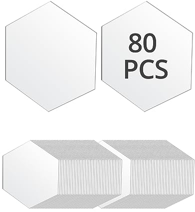 QWORK® 80Pcs Tarjetas de acrílico hexágono Transparente, para Bodas, Fiestas, Marcos de Fotos, exhibición de Manualidades, 8 x 7 cm, 0.2 cm de Grosor