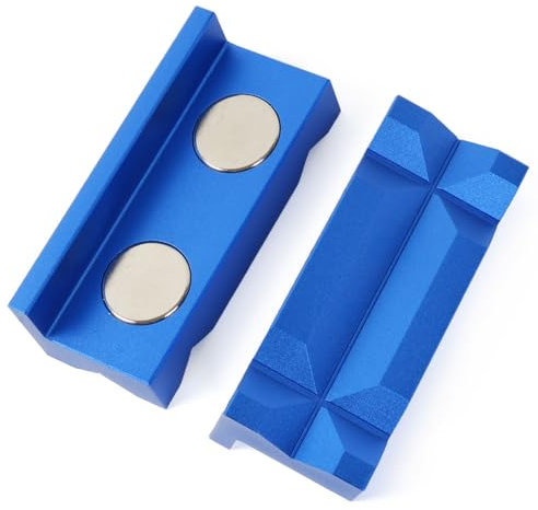 BARTOO Aluminum 4 Vise Jaws Pads, Magnetic Reversible Pipe Vise, AN Fitting Vice Jaw Covers, Professional Grade Multi-Purpose Vise Jaw Protective Inserts for Any Metal Bench Vice (4, Upgrade-Blue)