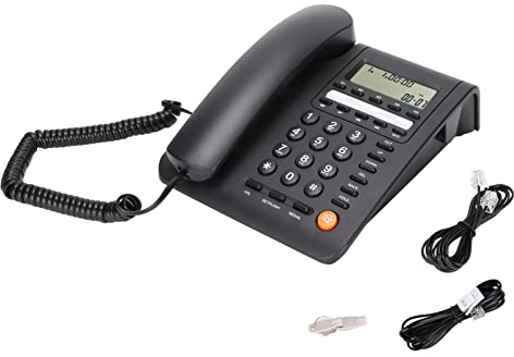Telefono con Filo con Display ID Chiamante, Display LCD a 16 Bit, Telefono con Filo da Tavolo con 3 Sveglie, Telefoni Fissi con Filo per Casa, Hotel, Ufficio