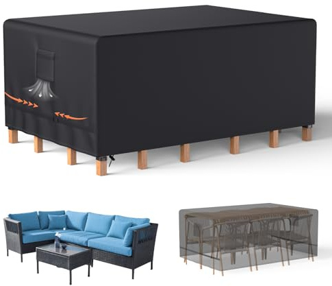 Oleic Funda Mesa Exterior Impermeable 180 x 120 x 74 cm, 600D Oxford Funda Muebles Exterior Impermeable, Funda Muebles Jardin Resistente al Invierno e de Terraza Rectangulares