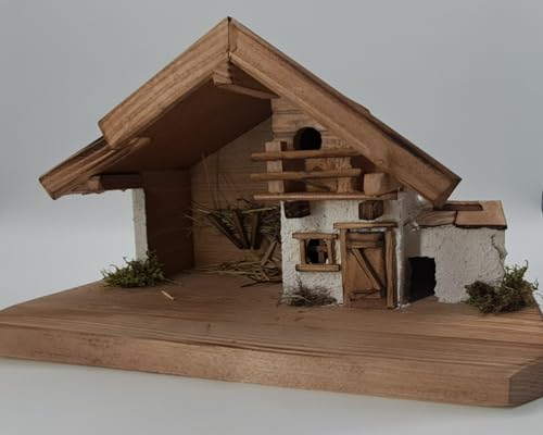 Holzdeko-Ma Weihnachtskrippe- Krippe Krippenstall Weihnachten-Weihnachtskrippe (K4)