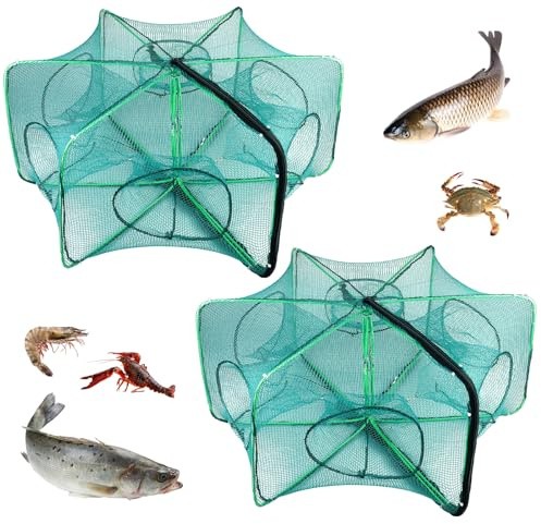 Red De Pesca 6 Agujeros, Trampa para Peces, Trampa De Pesca Pez Camarón, Pececillo, Cangrejo, Cangrejo, Cebos, Trampa De Malla Fundida, Jaula De Cebo Portátil, Trampas, Red De Pesca Mágica De Pesca