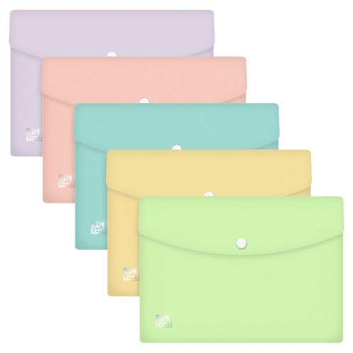 Oxford Urban A5-portföljmapp, med spänne, 5-pack mappar, pastellfärger