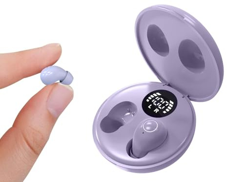 I più piccoli auricolari Bluetooth senza fili viola invisibili, piccoli auricolari nascosti discreti per piccoli canali uditivi, cuffie intrauricolari per il lavoro sul lato del sonno blu Dente
