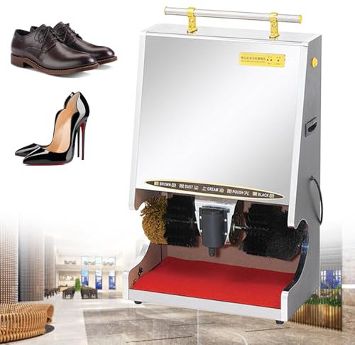 Cireuse à chaussures à induction automatique, cireuse à chaussures électrique avec main courante supérieure, machine de nettoyage de chaussures pour poste d'entrée, hôtel, bureau à domicile,Silver