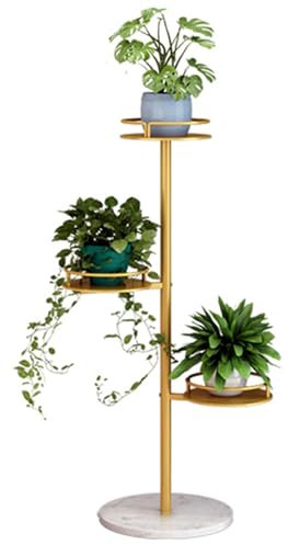 Support de Plantes Doré à 3 Niveaux pour Intérieur Extérieur, étagère à Fleurs, Support de Jardinière d'angle, Support de Pot Fleurs Robuste