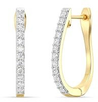 Gilded Lab-Grown Diamond Prong Series Hoop Earrings, 1/4 Cttw | SI1 F Color, 14K Gold-Plated | Elegant & Ethical Jewelry for Women, Gift Box Included | For Anniversaries, Gifting and Special Occasions