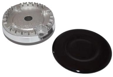 Ufixt Universal Gas Hob Burner Set | 75mm Medium Burner Cap and Base Kit | Durable Heat Resistant Metal | compatible with Hotpoint Beko Bosch Indesit
