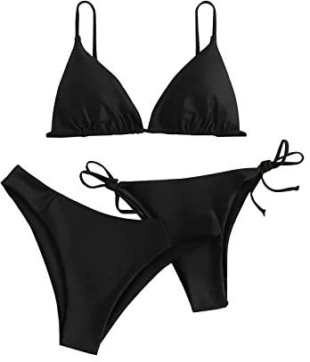 uxxnjfg Bikini Donna Mare Costume Donna Due Pezzi Curvy Vita Alta Brasiliana Eleganti Bikini 2 Pezzi Triangolo Tanga Spiaggia 2025 Push Up Trikini Swimwear Monokini Sexy Swimsuit Nero S
