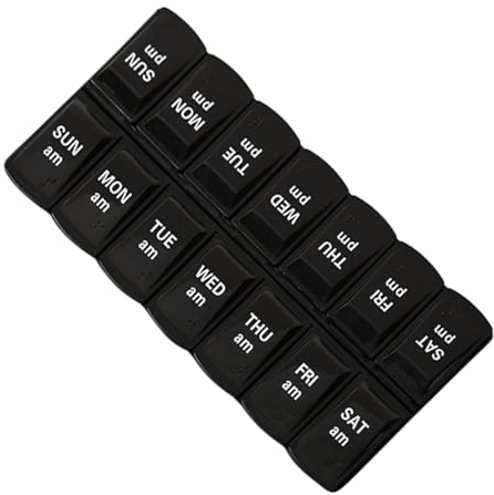 Weekly Pill Organizer, Weekly Pill Organizer 2 gånger om dagen AM/PM, fack | Bärbar resepillerlåda Bärbara, avtagbara brickor, för piller, kapslar, fiskolja, kosttillskott, fack, bättre organisati