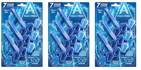 Astonish Mighty Toilet Bowl Foam & Fresh Blocks - Deep Cleaning Foam Action - Helps Combat Limescale and Removes Stains - Ocean Blue Scent – Multipack 3 x 3 Blocks