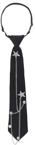 CRAFTYMELODY Corbata pre-atada con estrella Rhinestone cadena acentos negro corbata ajustable Rhinestone damas corbata preatada corbatas