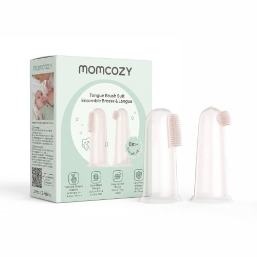 Momcozy Baby Silicone Finger Toothbrush, 2 Pcs Infant Oral Cleaner