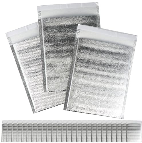 TOMETURE Bolsa Isotérmica Porta Alimentos de Aluminio Acolchada y Sellable para Verduras y Comidas, 100 Piezas, Color Plata, Adecuado para Supermercado y Centro Comercial