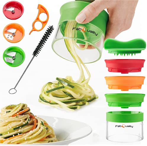 Spiralizzatore per verdure 2025 Tagliapasta Zucchine Spaghetti Tagliaverdure + Pelapatate + Spazzola per la pulizia. Grattugia rotante tagliaverdure super giulietti tagliapasta cetrioli