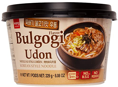 Wang Korean BBQ Bulgogi Flavored Udon Noodle Bowl - No MSG Added, No Preservatives - 290 Calories Per Meal - Convenient and Instant Meal, Ready in 3 Minutes - Microwaveable Bowl (Pack of 1)