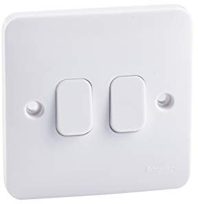 Schneider Electric Lisse White Moulded - Double 2 Way Light Switch, 10AX, GGBL1022S, White