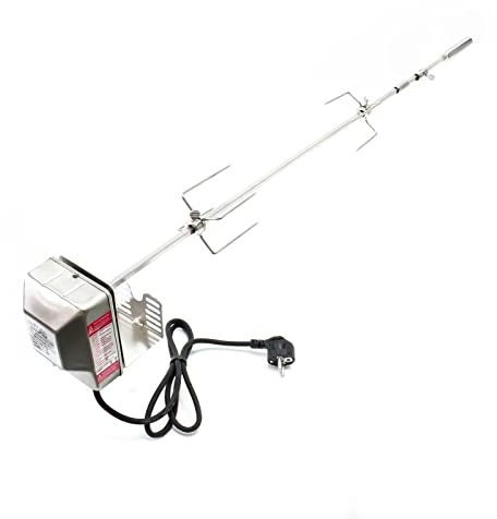 WilTec Pincho BBQ Grill 97 cm Acero Inoxidable con 2 Agujas de Carne pincho Giratorio brocheta Parrilla