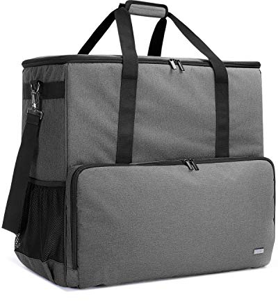 CURMIO Desktop Computer Travel Bag, Carrying Case for Computer Tower PC Chassis, Keyboard, Cable and Mouse, Bag Only, Gray
