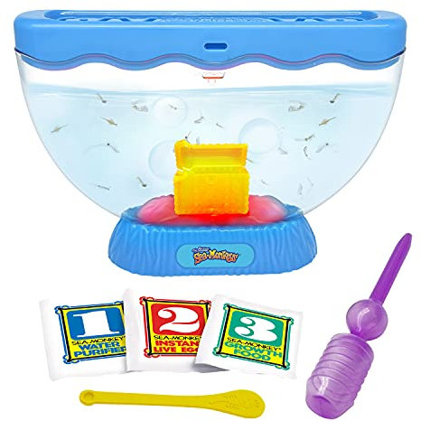 The Original Sea Monkeys - Ocean Treasure Aquarium with Light - Our LARGEST tank Grow Your Own Pets Educational Science Kit- Includes Eggs, Food, Water Purifier, and Searchlight, Assorted Colors