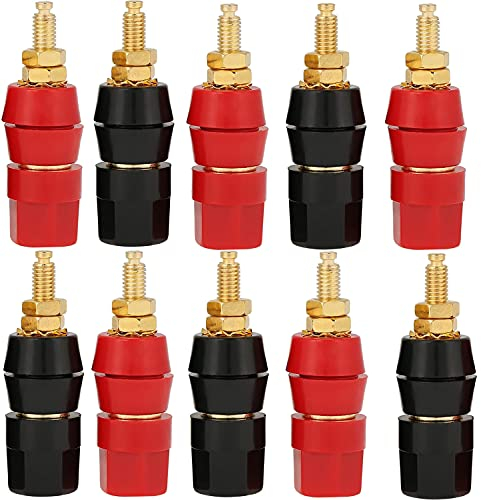 RUNCCI-YUN 10 pieces 4 mm banana socket,(black red) audio speaker connector, binding post banana plug panel mounting bananenbuchse, for Chassis HIFI Audio