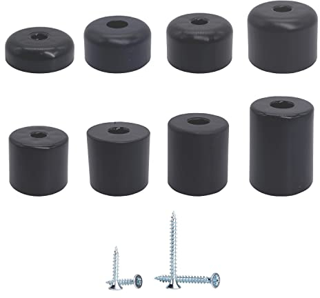 Marcopol Lot de 4 pieds de meubles noirs, hauteur 15 mm, diamètre rond 50 mm, pieds de meubles en plastique, vis incluses (4, hauteur 15 mm)